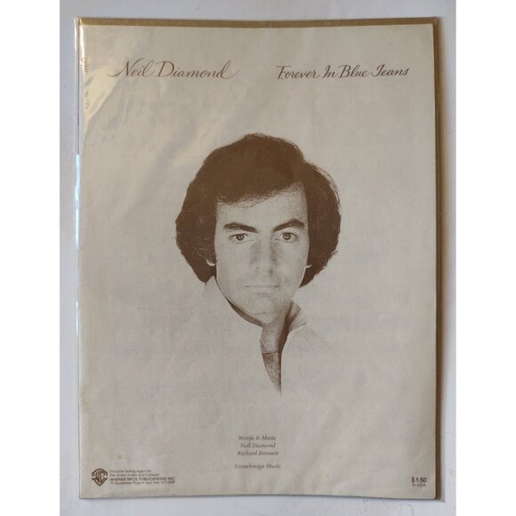 Neil Diamond Forever in Blue Jeans 1978 Pop Piano Vocal Guitar Sheet - Picture 1 of 3